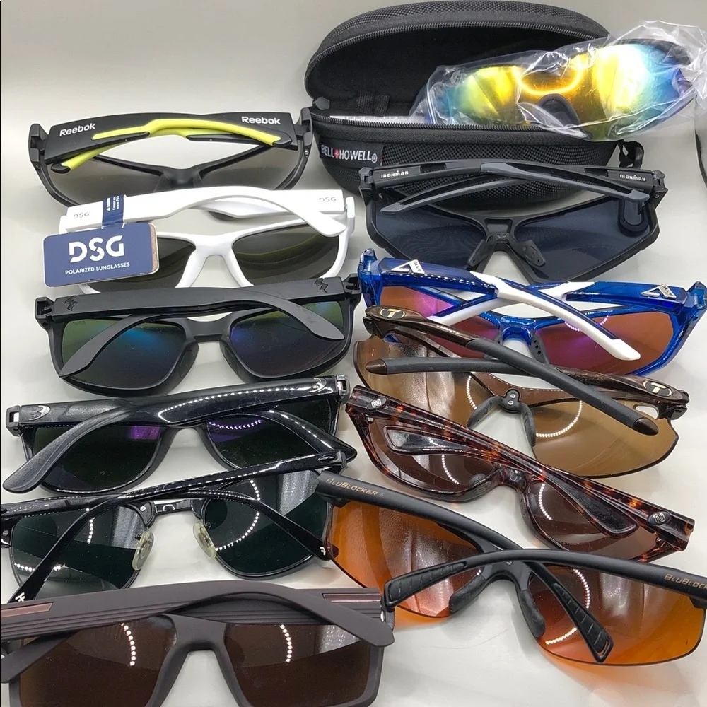 Bundle 12 sporty outdoors casual sport men's sunglasses variety of brands style